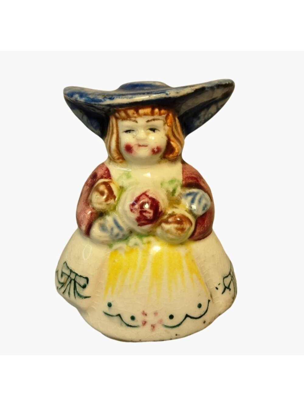 Big Hat Lady Flower Bouquet Salt Shaker Dutch Style Vintage Japan